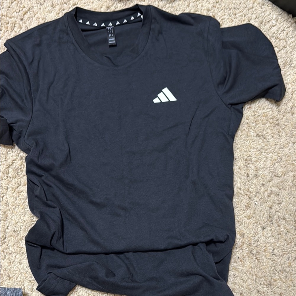 Adidas Men's Black Tee with White Logo